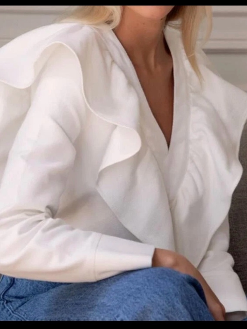 Rosae Paris Cream Ruffle-Front Blouse - Women Tops